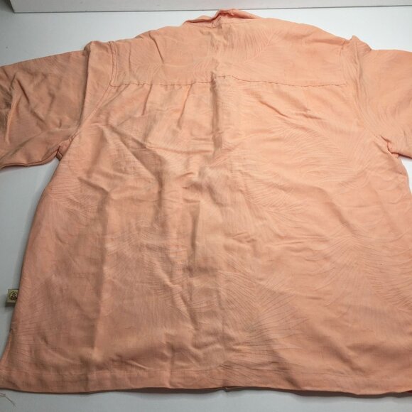 Joe Marlin Mens Peach Tropical Palm Print Hawaiian Button Shirt Orange Sz Large - Picture 3 of 8
